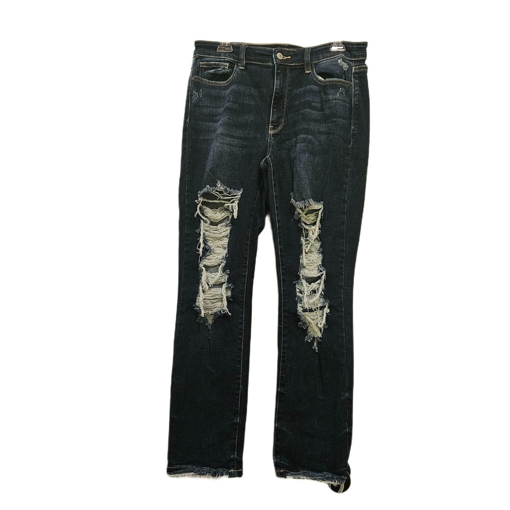 Judy Blue Size 11/30 Nashville Mid Rise Distressed‎ Straight Jeans